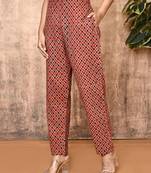 Kriti red ajrakh hand printed cotton pants