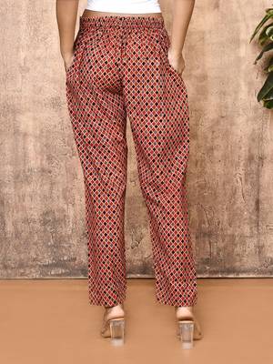 Kriti red ajrakh hand printed cotton pants 2
