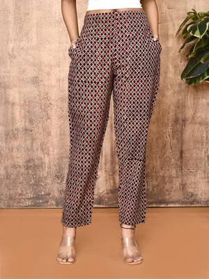 Bani black ajrakh hand printed cotton pants 1