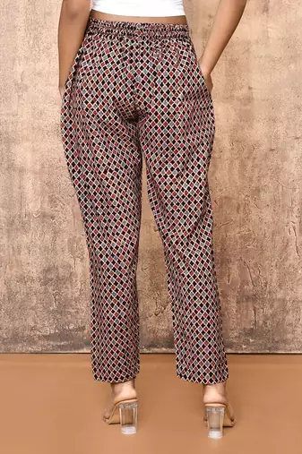 Bani black ajrakh hand printed cotton pants