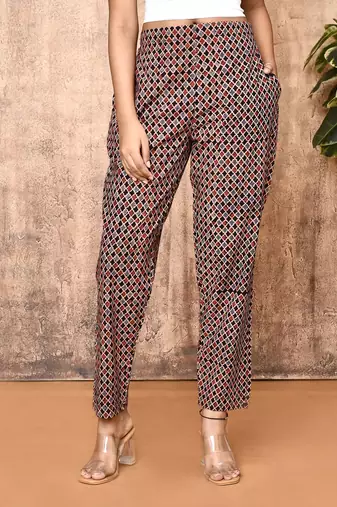 Bani black ajrakh hand printed cotton pants