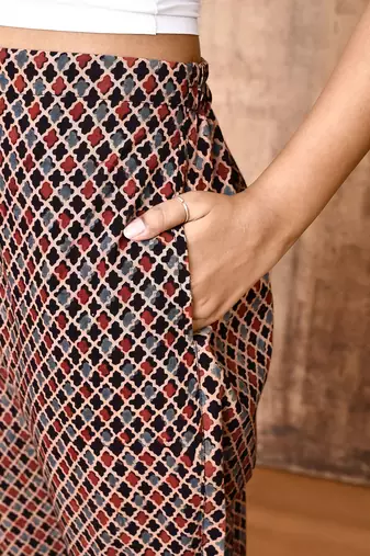 Bani black ajrakh hand printed cotton pants