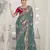 Rama green color  codes and sequins fancy fabric wedding wear saree with blouse fabric