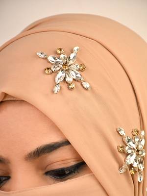 wrap my hijab georgette rhinestone party hijab beige 1
