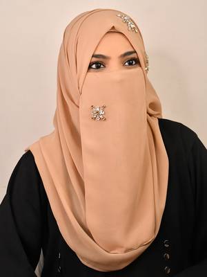 wrap my hijab georgette rhinestone party hijab beige 2