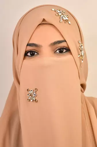 wrap my hijab georgette rhinestone party hijab beige
