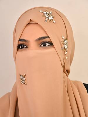wrap my hijab georgette rhinestone party hijab beige 5