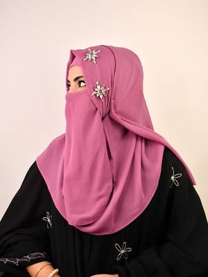 Purple luxury bridal wedding wear hijab scarf   with stonework 1