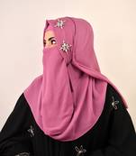 Purple luxury bridal wedding wear hijab scarf   with stonework
