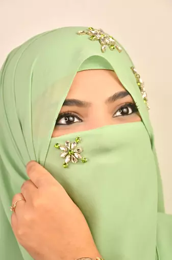 Green Georgette Stonework Hijab