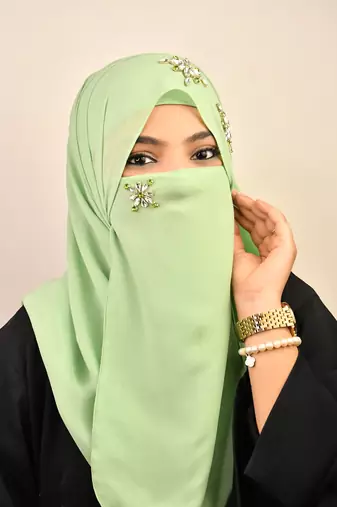Green Georgette Stonework Hijab