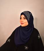 Nevy blue luxury bridal wedding wear hijab scarf   with handwork