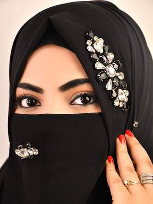 wrap my hijab black stonework bridal hijab set 3