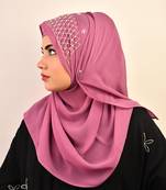 Purple luxury bridal wedding wear hijab scarf   with handwork