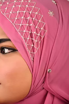 Purple luxury bridal wedding wear hijab scarf   with handwork 2