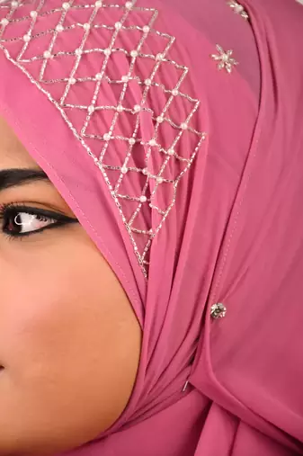 Purple luxury bridal wedding wear hijab scarf   with handwork
