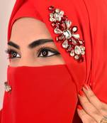 wrap my hijab red bridal stonework georgette scarf
