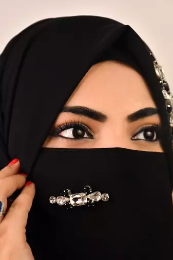 wrap my hijab black stonework bridal hijab set