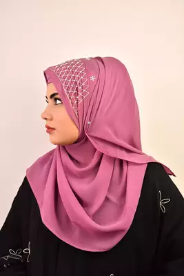 Purple luxury bridal wedding wear hijab scarf   with handwork 3