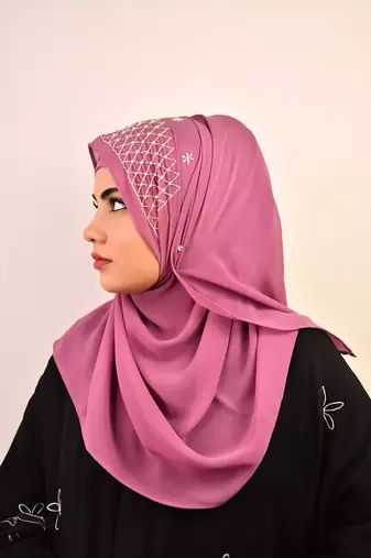 Purple luxury bridal wedding wear hijab scarf   with handwork