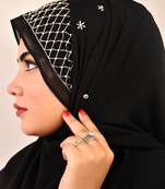 Black luxury bridal wedding wear hijab scarf   with handwork