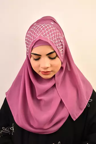 Purple luxury bridal wedding wear hijab scarf   with handwork