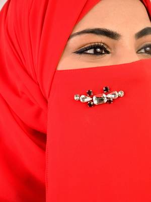 wrap my hijab red bridal stonework georgette scarf 3