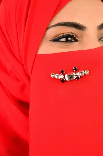 wrap my hijab red bridal stonework georgette scarf