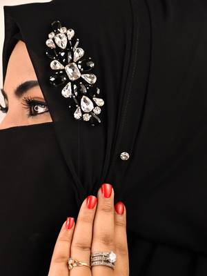 wrap my hijab black stonework bridal hijab set 5