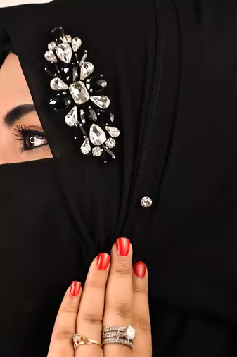 wrap my hijab black stonework bridal hijab set