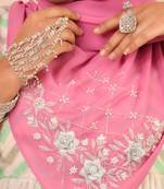 Pink luxury bridal wedding wear hijab scarf   with handwork