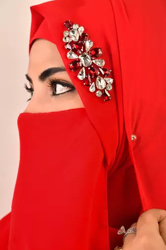 wrap my hijab red bridal stonework georgette scarf