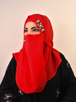 wrap my hijab red bridal stonework georgette scarf 5