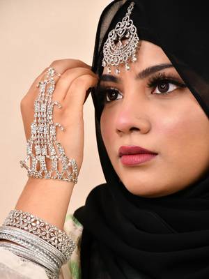 Black luxury bridal wedding wear hijab scarf   with handwork 1