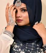 Nevy blue luxury bridal wedding wear hijab scarf   with handwork