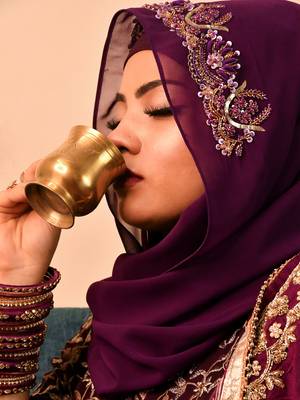 Wine luxury bridal wedding wear hijab scarf   with handwork 4