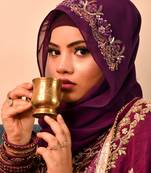 Wine luxury bridal wedding wear hijab scarf   with handwork