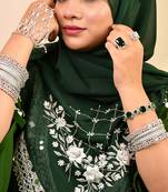 Bottle green luxury bridal wedding wear hijab scarf   with handwork