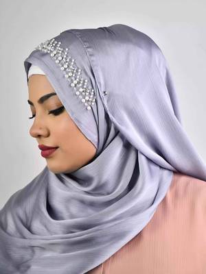 luxury bridal wedding wear hijab scarf   with handwork 4