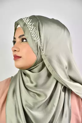 luxury bridal wedding wear hijab scarf   with handwork 1