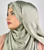 luxury bridal wedding wear hijab scarf   with handwork
