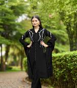 Nikhaar black hand embroidery art silk stitched straight cut  trouser kurta & dupatta 