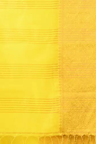 Yellow cotton saree with zari borders