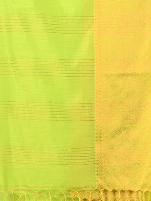 Light green cotton saree with zari borders 4