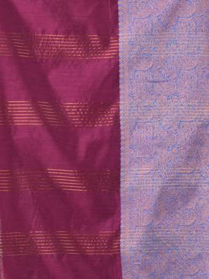 Purple cotton saree with zari borders 4