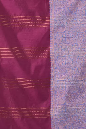 Purple cotton saree with zari borders