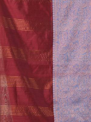 Maroon cotton saree with zari borders 4