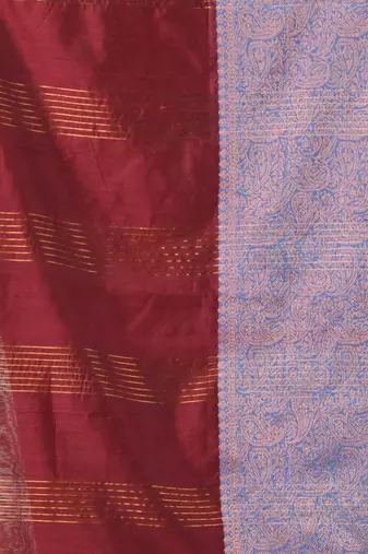 Maroon cotton saree with zari borders