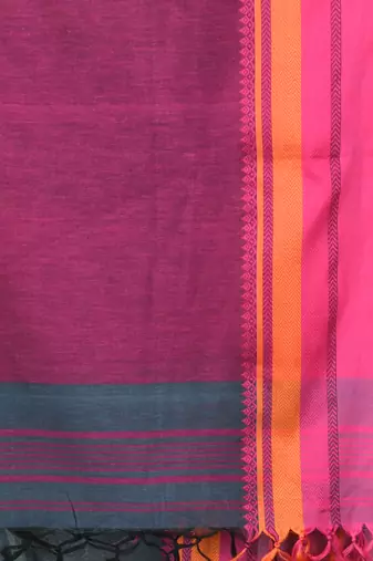 Grey cotton saree with temple borders