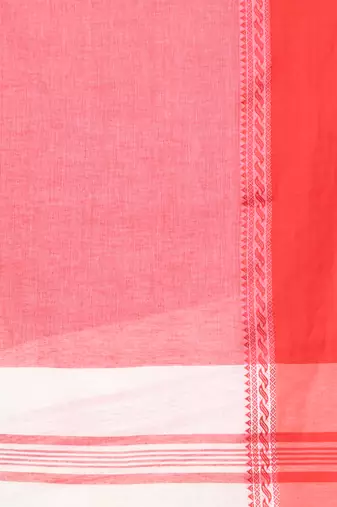 Off white cotton saree with temple borders